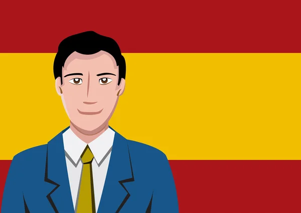 Spanyol ember elöl a zászló — Stock Vector