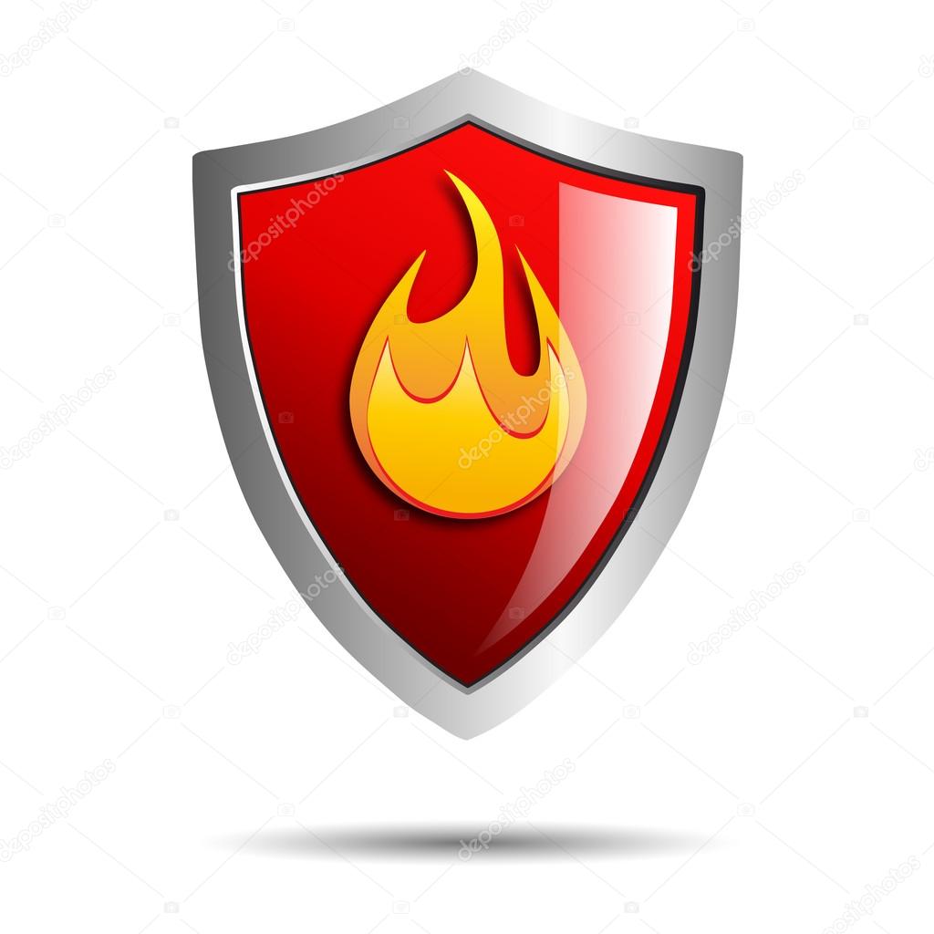 Vector sign Shield secure fire