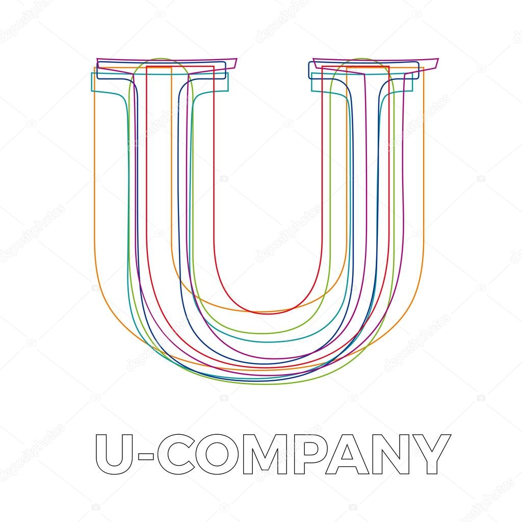 Vector sign linear letter U