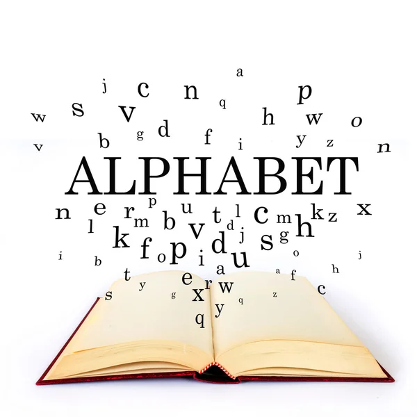 Алфавит, слово в книге — стоковое фото