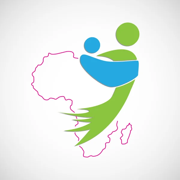 Vector Afrikaanse moeder. Afrika redden. Kinderen — Stockvector