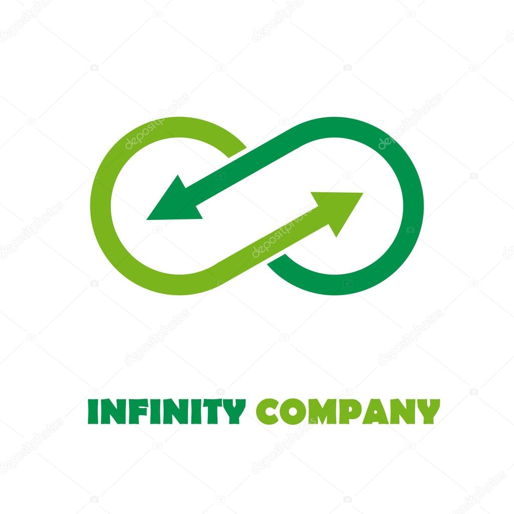 Vector sign infinite with arrows. Green recycling