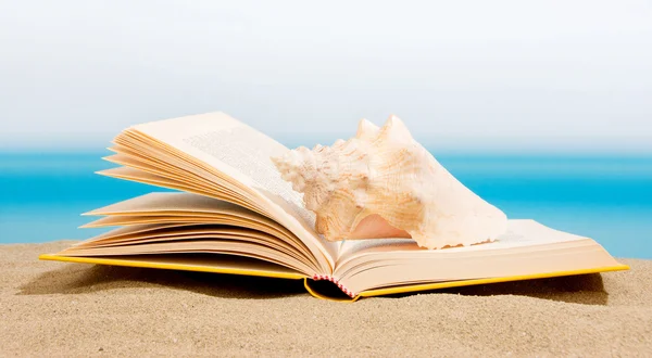 Book on the sand, relax on the beach — Stock Photo, Image