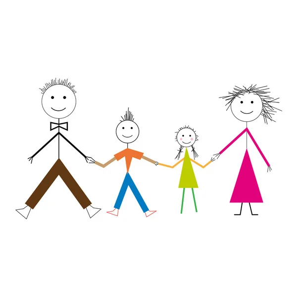 Счастливая семья в стиле рисования — стоковый вектор