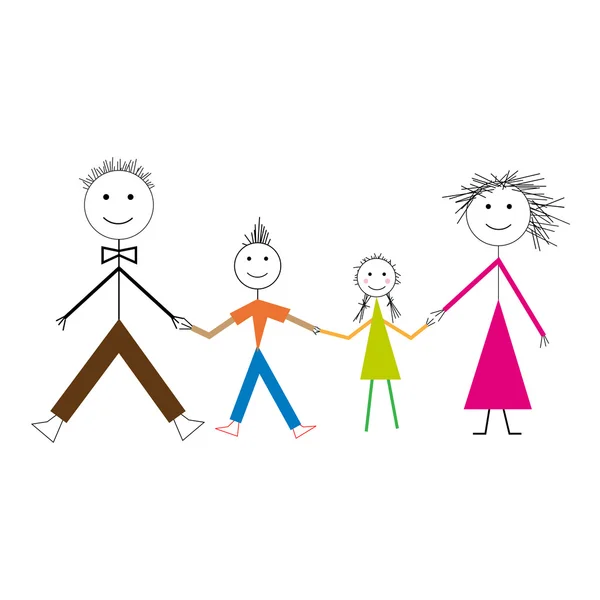 Happy family in drawing style — Stock Vector