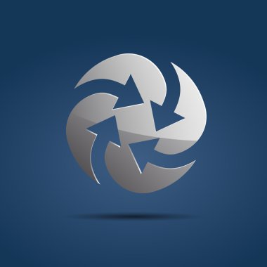 Vektör işareti okları rotasyon mavi zemin üzerine