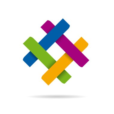 Vektör soyut işareti kavramı sinerji ve takım çalışması, dört renk