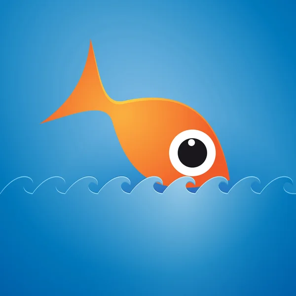 Signe vectoriel sauter poisson dans la poche — Image vectorielle