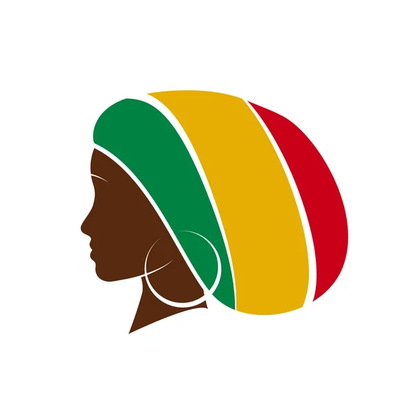 Vector profile of jamaican woman with hat — Stock Vector