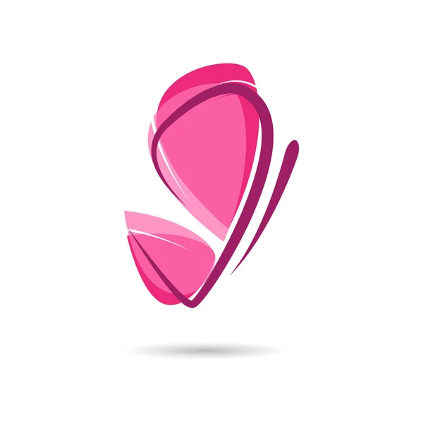 Signo vectorial mariposa rosa — Vector de stock