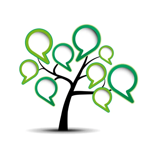 矢量抽象绿树与消息 — 图库矢量图片