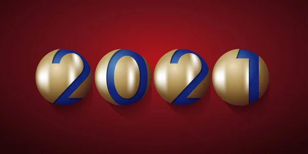 Abstract Nieuwjaar 2021 Vector Creatieve Tekst Gouden Ballen — Stockvector
