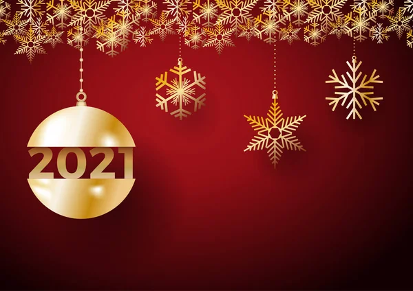 2021 Feliz Año Nuevo Bolas Oro Hielo Para Postal Calendario — Vector de stock