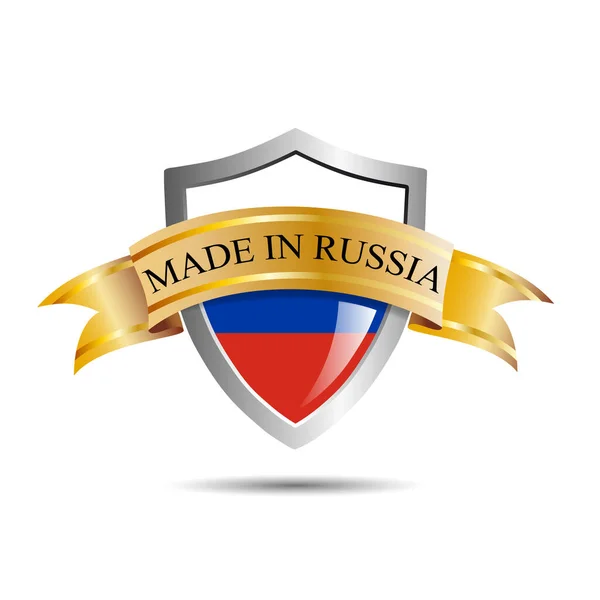 Escudo Vetorial Feito Rússia — Vetor de Stock