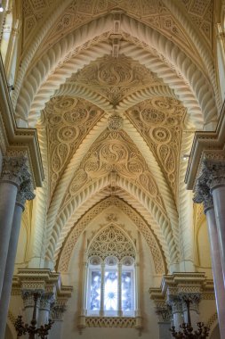 Erice, Sicilya, İtalya. Erice katedralinin içi, Erice 'nin ana ibadet yeri ve ana kilisesi..