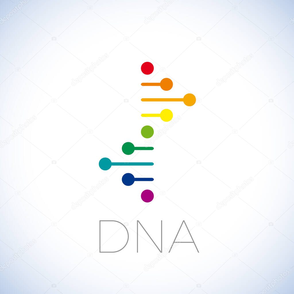 Vector sign helix DNA and genetics in rainbow colors