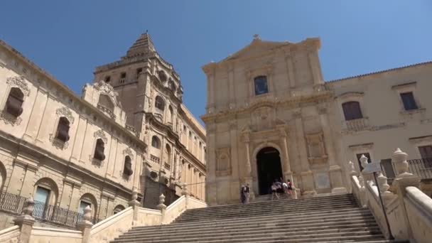 シチリア島 能登町バロック様式の驚異 ユネスコ遺産 モナステロ サンサルヴァトーレとサンフランチェスコ教会 映像4K — ストック動画