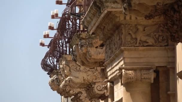 Sicilia Noto Ciudad Maravilla Barroca Patrimonio Unesco Detalle Del Balcón — Vídeos de Stock