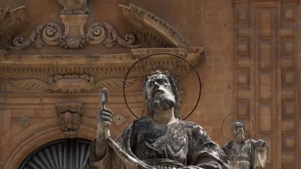 Sicílie Modica Město Barokních Divů Kostel Petra San Pietro Schodištěm — Stock video