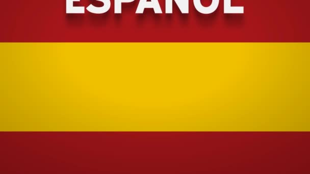 Speaking Spanish Word Flowing Flag Spain Animation Background Clip — Stock Video