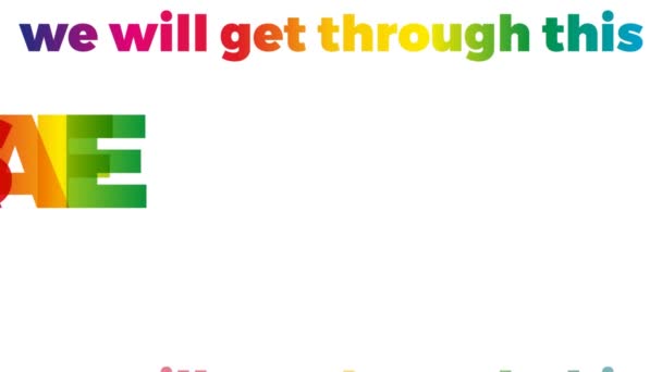 Слово Стережіться Врятуйте Від Коронавірусу Banner Text Colored Rainbow Animation — стокове відео
