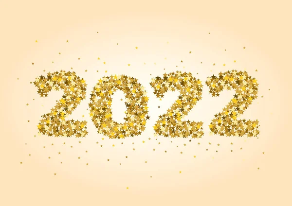 2022 Boldog Évet Ünnepi Üdvözlettel Arany Csillagokkal — Stock Vector