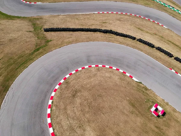 Bochten Het Karting Racecircuit Bovenaanzicht Achtergrond — Stockfoto