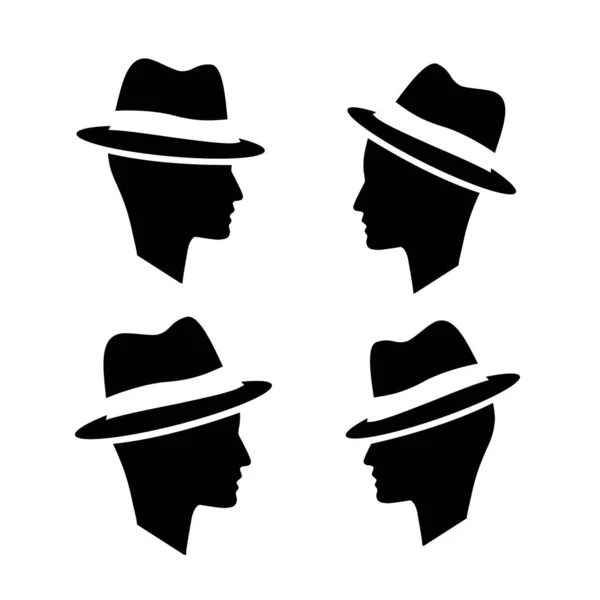 Man Hat Silhouette Vector Set — Stock Vector