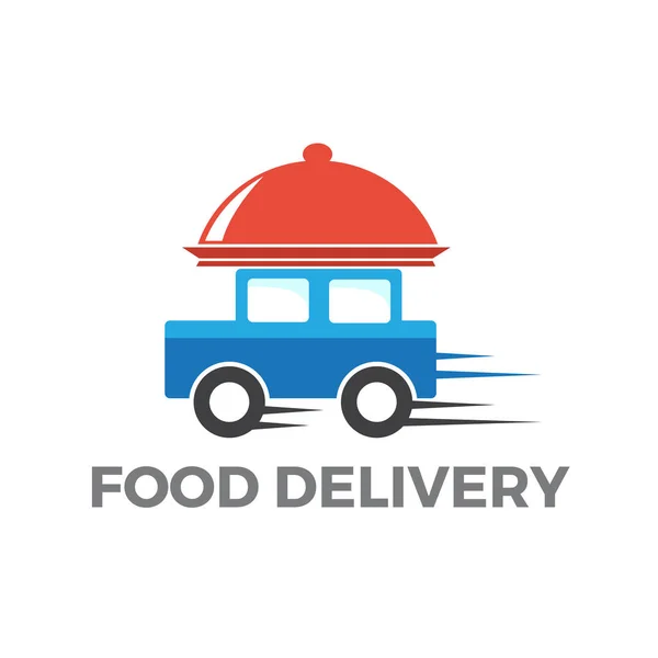 Hareket Eden Bir Arabanın Kubbe Plakası Yemek Servisi Vektör Logosu — Stok Vektör