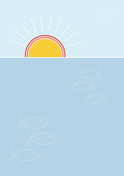 Coucher de soleil sur le fond de la mer — Image vectorielle