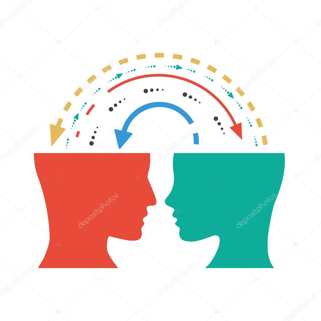 Vector logo concept of exchange of ideas, experiences and thoughts