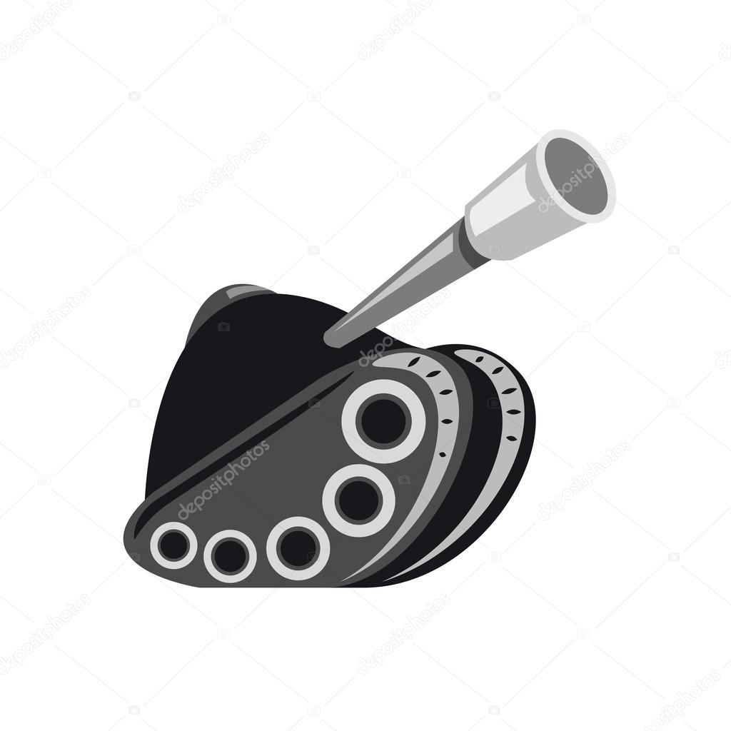 Vector sign caricature and cartoon of tank