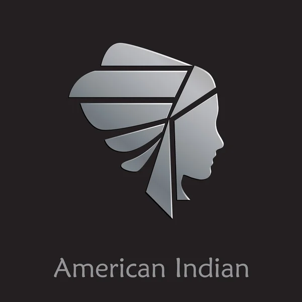 American Indian on black background — Stock Vector