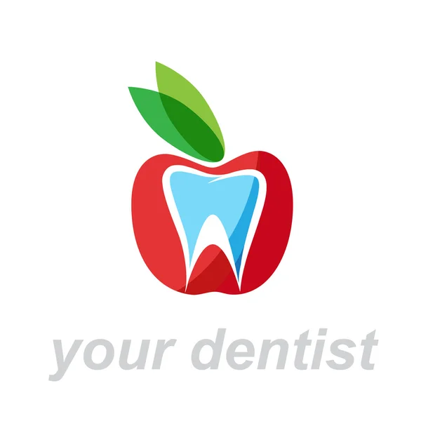 Diş hekimi. ısırık elma — Stok Vektör