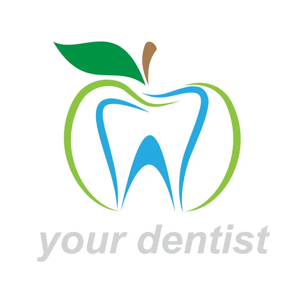 Diş hekimi. ısırık elma — Stok Vektör