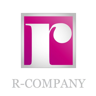 button initial letter R on black background