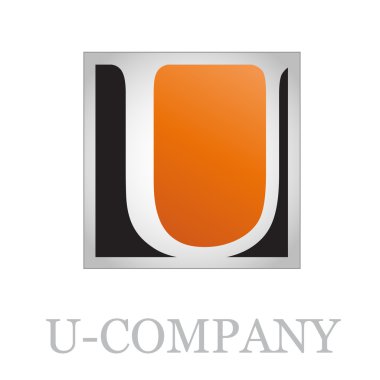 button initial letter U on black background