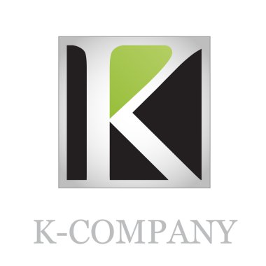 button initial letter K on black background