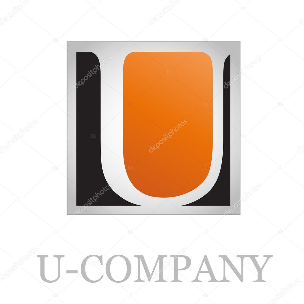 button initial letter U on black background