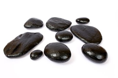 Black wet stones