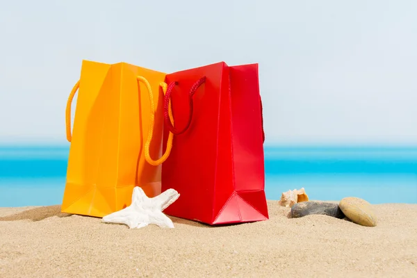 Bags on the beach — Stok fotoğraf