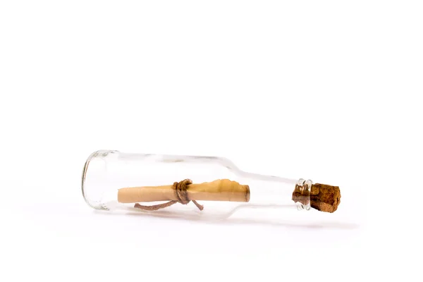 Message in a bottle on white background — Stock Photo, Image