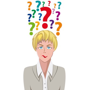 Vector Human Doubt, question mark in the head clipart