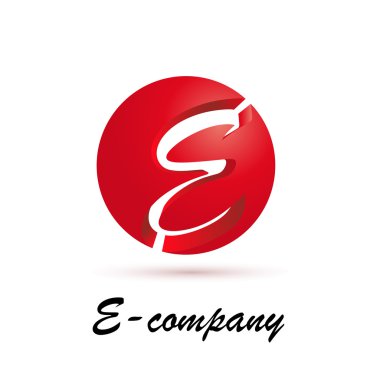 Vektör işareti küresel ilk harf E 3d