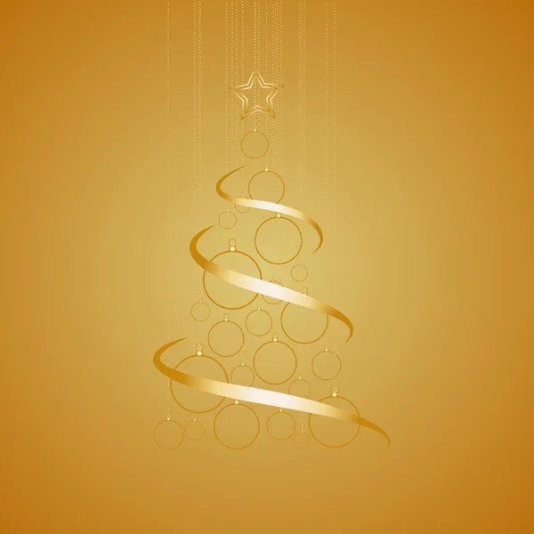 Vektor abstrakt goldener Weihnachtsbaum auf goldenem Hintergrund — Stockvektor