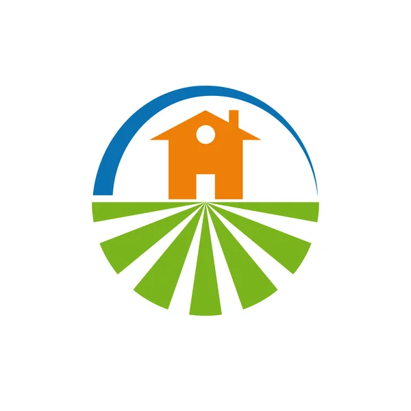 Logotipo vectorial granja y vivienda — Vector de stock