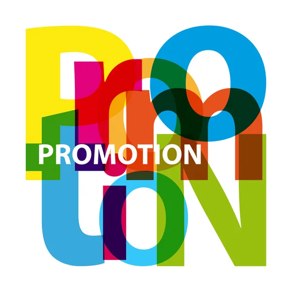 The word Promotion. Vector banner with the text colored rainbow. Stock