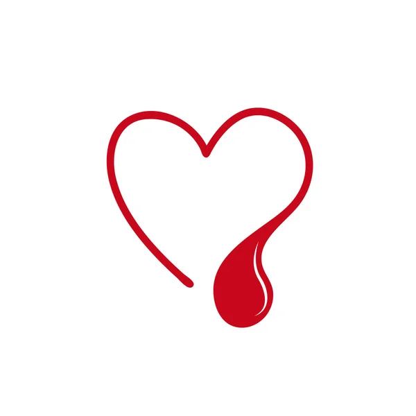 Segno vettoriale goccia di sangue dal cuore — Vettoriale Stock