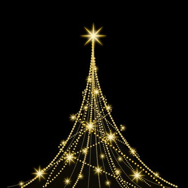 siyah arka plan üzerine soyut Noel ağacı