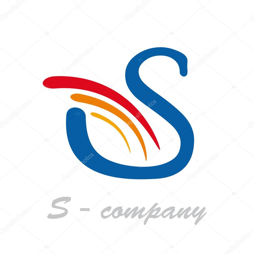 Vector sign letter S, swan